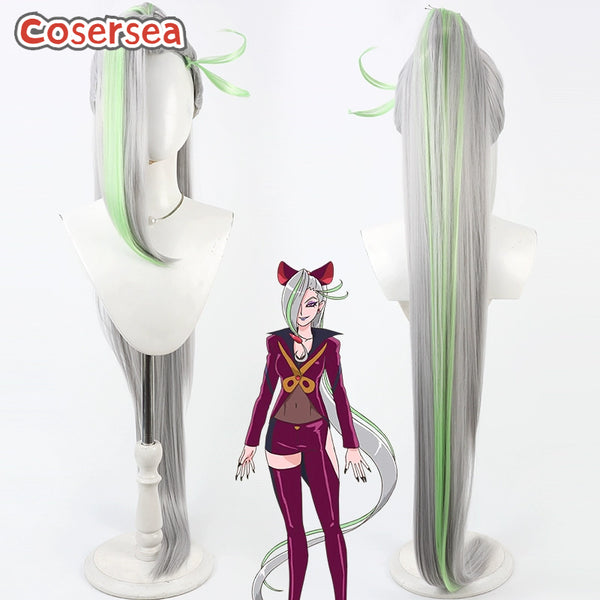 Cosersea Futari wa Pretty Cure Chokkirine 100cm Silver White Mixed Light Green Ponytail Cosplay Wigs