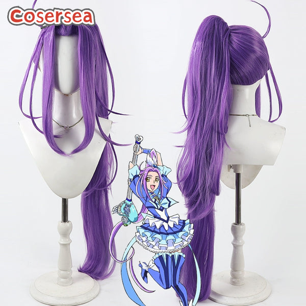 Cosersea Futari wa Pretty Cure Cure Beat Kurokawa Ellen 100cm Purple Ponytail Cosplay Wigs