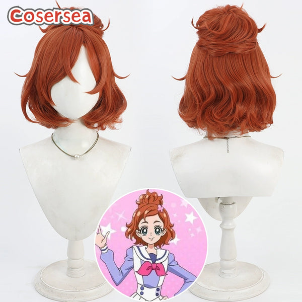 Futari wa Pretty Cure Cure Flora Haruno Haruka 30cm Orange Red Cosplay Wigs With Buns