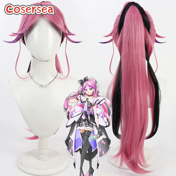Cosersea Futari wa Pretty Cure Cure Kiss Meroron 90cm Hot Pink Mixed Black Cosplay Wigs
