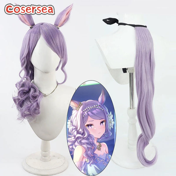 Cosersea Futari wa Pretty Cure Mejiro McQueen 60cm Wavy Purple Mixed Pink Cosplay Wigs