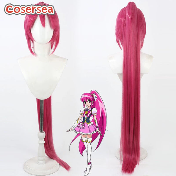 Futari wa Pretty Cure Aino Megumi 100cm Hot Pink Ponytail Cosplay Wigs
