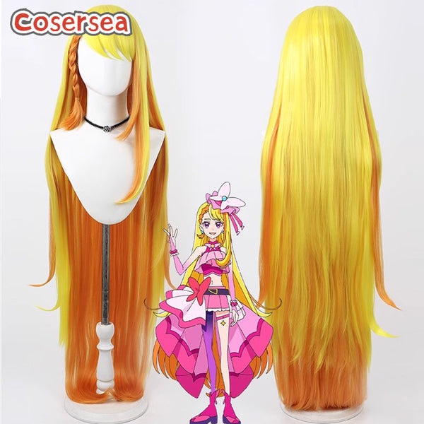 Futari wa Pretty Cure Cure Butterfly Hijiri Ageha 100cm Yellow Mixed Orange Cosplay Wigs