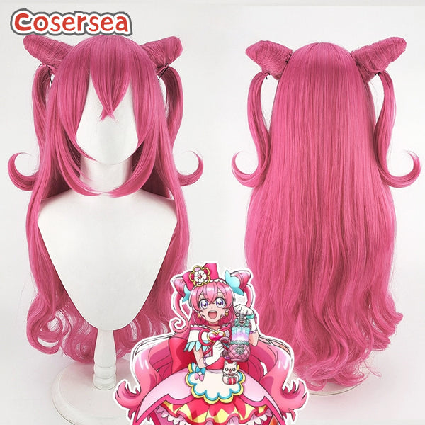 Futari wa Pretty Cure Cure Precious 80cm Wavy Hot Pink Cosplay Wigs