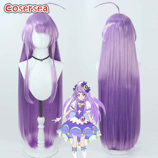 Futari wa Pretty Cure Cure Selene Madoka Kaguya 100cm Purple Cosplay Wigs