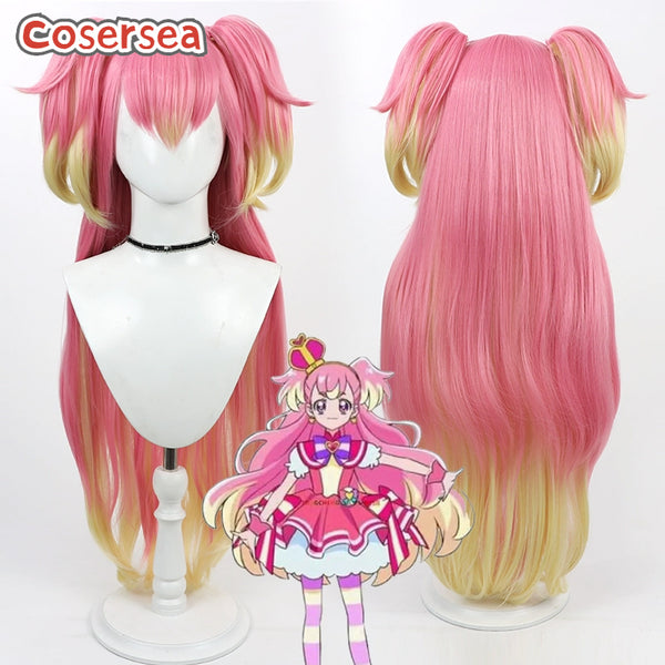 Futari wa Pretty Cure Inukai Komugi 95cm Hot Pink Mixed Blonde Ponytail Cosplay Wigs