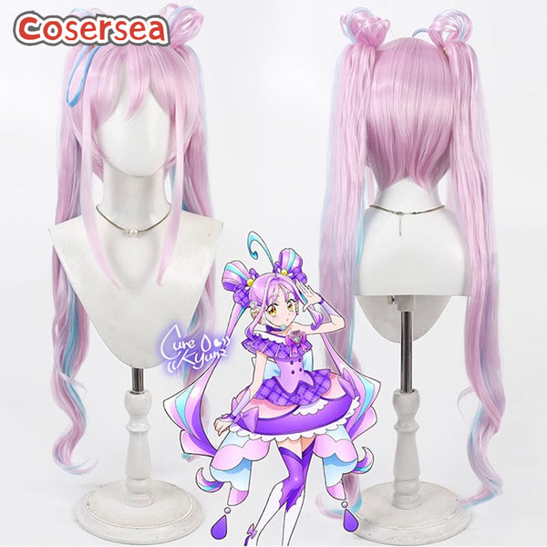 Futari wa Pretty Cure Shigure Kokoro Pink Mixed Blue Ponytail Cosplay Wigs