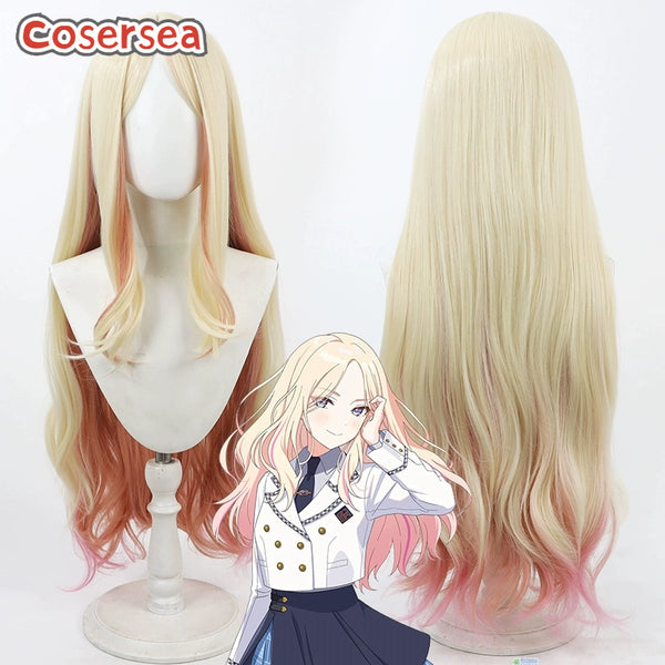 Gakuen Idolmaster Sena Juuou Sena Juo 80cm Blonde Mixed Pink Cosplay Wigs