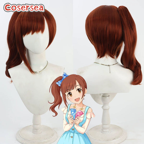 Gakuen Idolmaster Igarashi Kyoko 45cm Brown Ponytail Cosplay Wigs