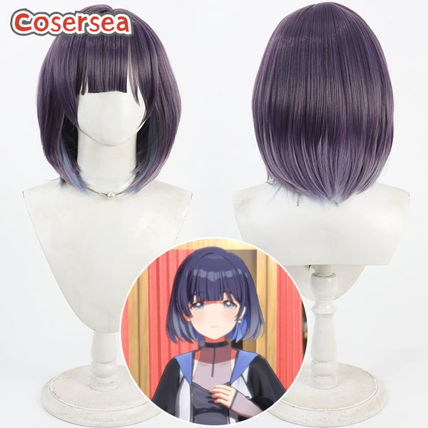 Gakuen Idolmaster Misuzu Hataya 30cm Purple Mixed Blue Cosplay Wigs