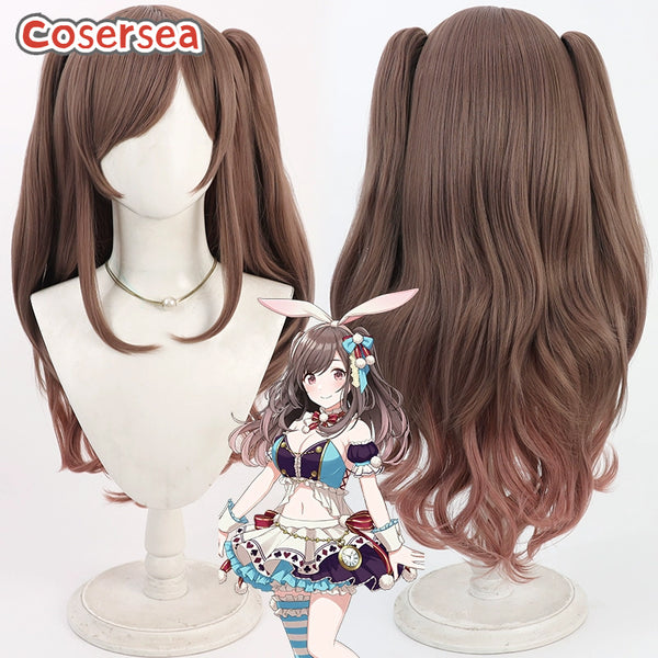 Gakuen Idolmaster Tsukioka Kogane Brown Gradient Cosplay Wigs
