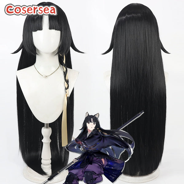 Game Arknights Saga 90cm Long Black Cosplay Wigs