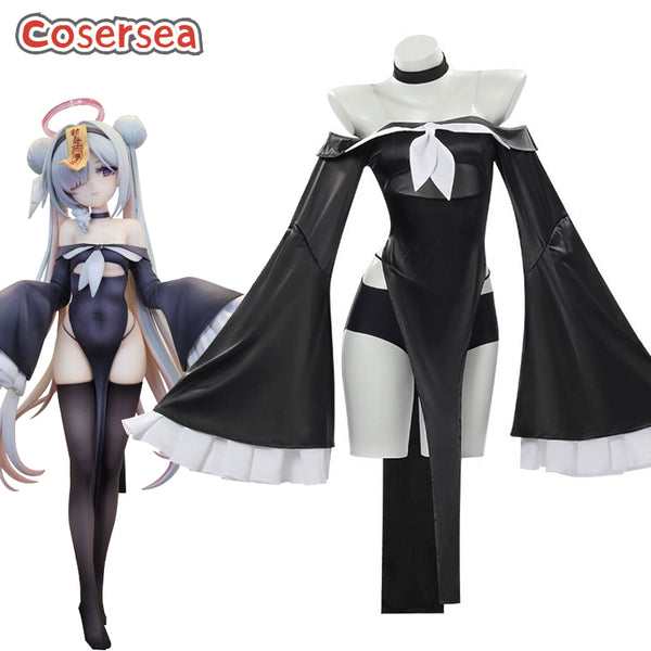 Cosersea Game Blue Archive Plana Halloween Black Dress Cosplay Costume