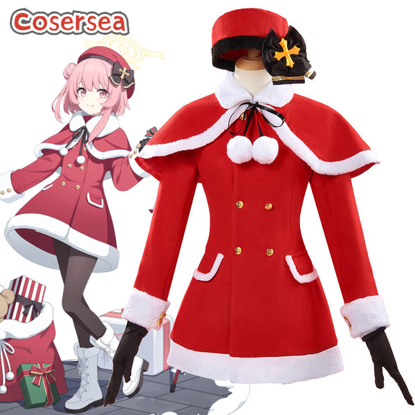 Cosersea Game Blue Archive Serina Christmas Red Dress Cosplay Costume