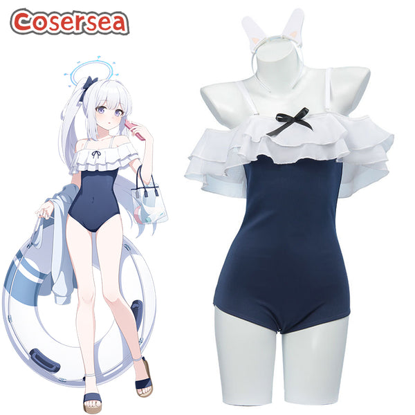 Cosersea Game Blue Archive Tsukiyuki Miyako Swimsuit Swimwear Cosplay Costume