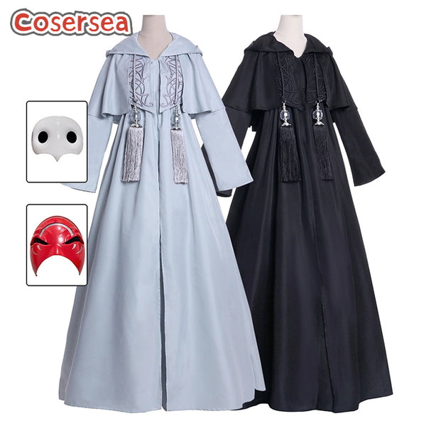 Game FFXIV Final Fantasy Ancient Halloween Black Dress Suit Cosplay Costume