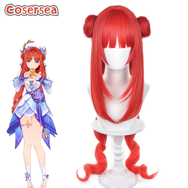 Game Genshin Impact Breeze of Sabaa Nilou 80cm Red Cosplay Wigs