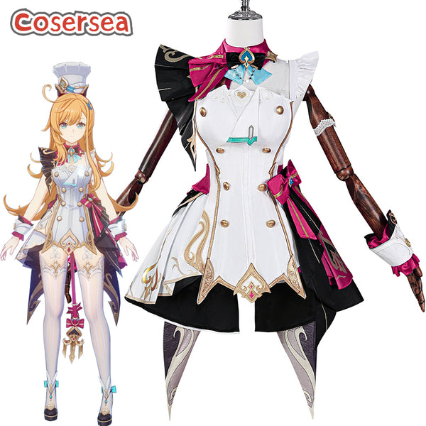 Cosersea Game Genshin Impact Escoffier Women Dress Cosplay Costume Full Set