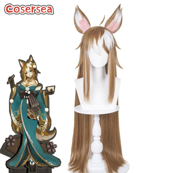 Game Genshin Impact Hina Gorou Brown Mixed Color Cosplay Wigs