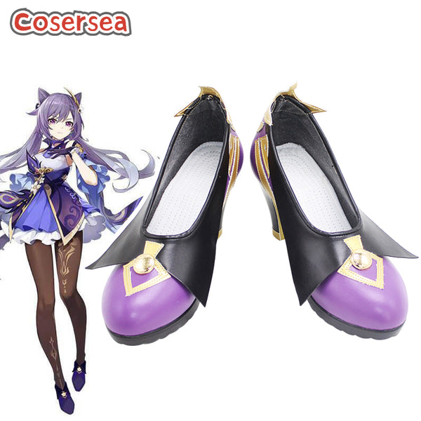Game Genshin Impact Keqing Cosplay Shoes