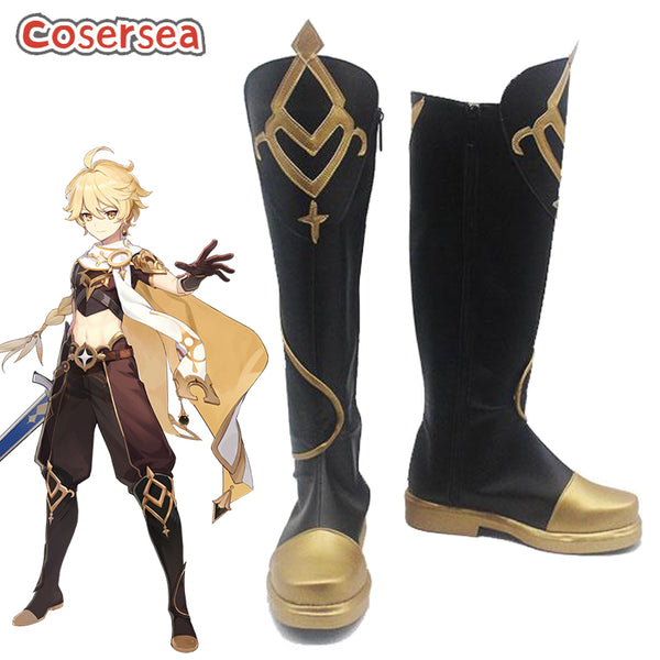 Game Genshin Impact Traveler Aether Cosplay Shoes