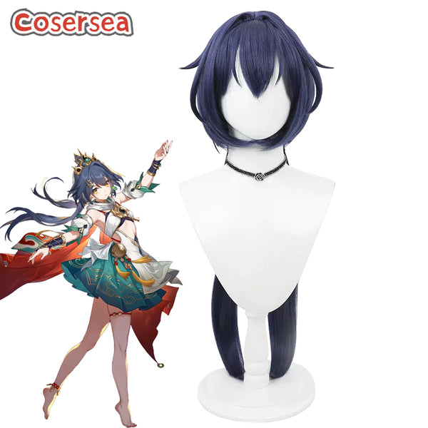 Game Honkai: Star Rail Yunli 75cm Dark Blue Cosplay Wigs