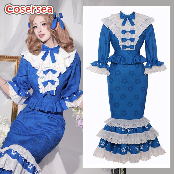 Game Identity V Clara Women Blue Dress Cosplay Costume