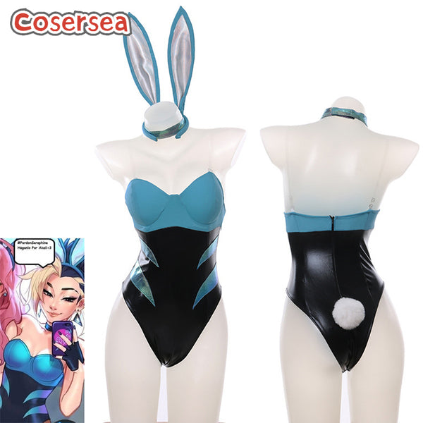 Game LOL Akali Bunny Dress Cosplay Costume