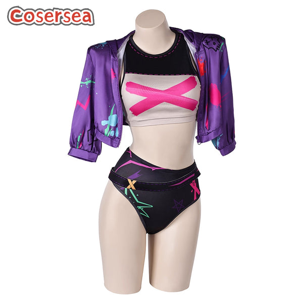 Cosersea Game LOL Arcane Jinx Bikini Cosplay Costume Swimwear Swimsuit Set