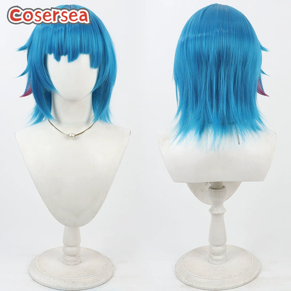 Game LOL Arcane Season 2 Jinx 35cm Blue Mixed Red Cosplay Wigs