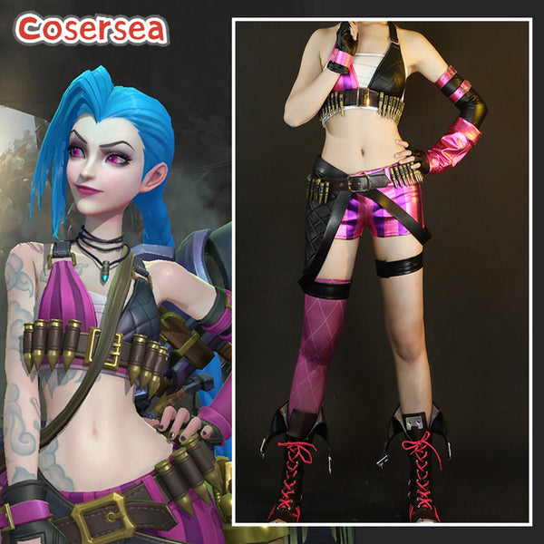 Game LOL Loose Cannon Jinx Sexy Women Uniform Halloween Cosplay Costume