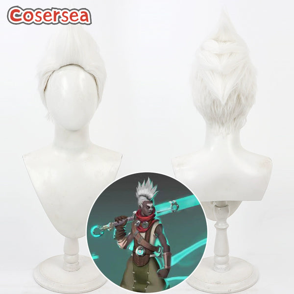 Game LOL Season 2 Arcane Ekko 30cm Short White Cosplay Wigs