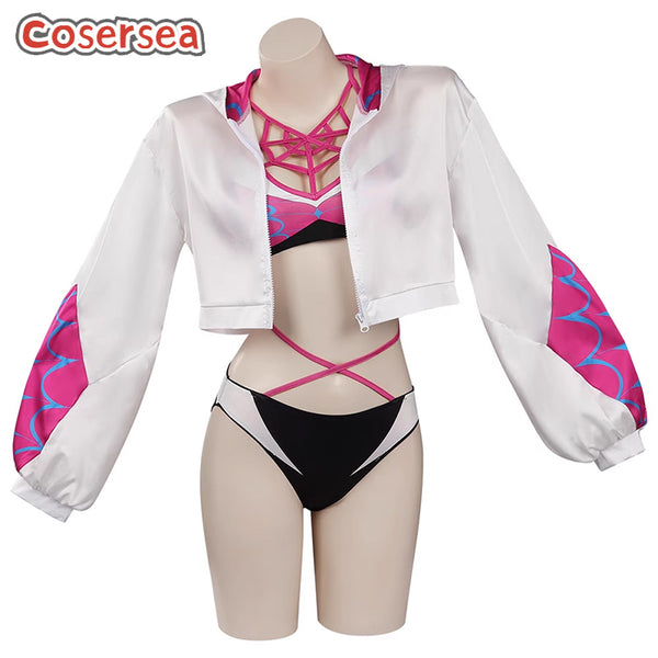 Cosersea Game LOL Spider Gwen Bikini Cosplay Costume Swimwear Swimsuit Set