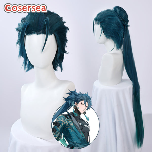 Game Wuthering Waves Jiyan 80cm Green Ponytail Cosplay Wigs