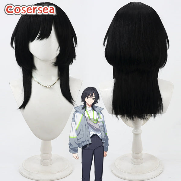 Cosersea Game 18TRIP Eitri Hamasaki 45cm Long Black Cosplay Wigs