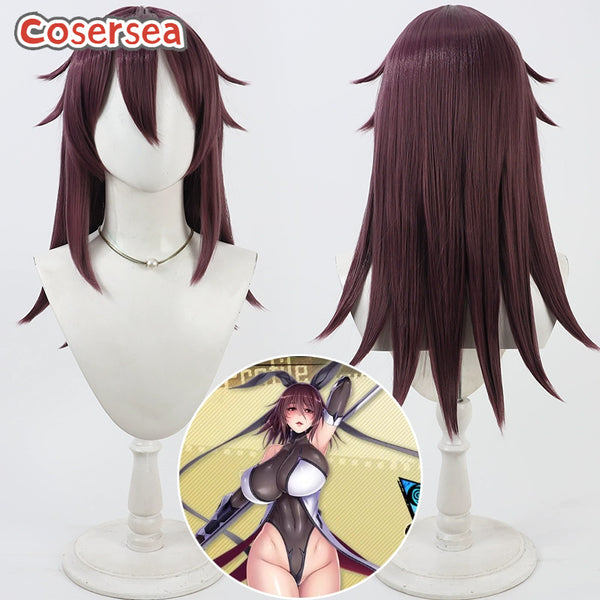 Cosersea Game Action Taimanin Mizuki Shiranui 55cm Wine Red Cosplay Wigs
