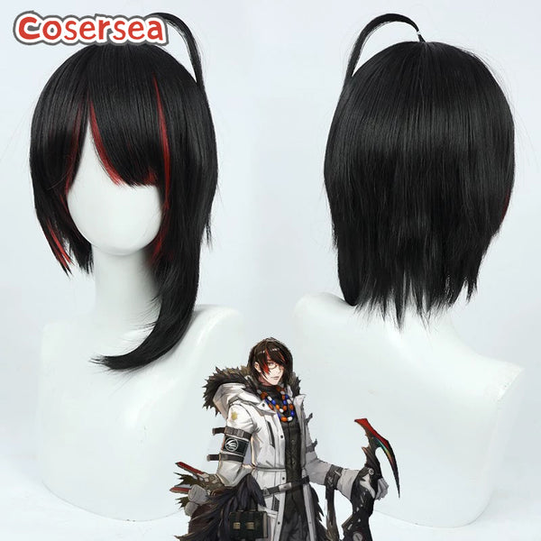 Cosersea Game Arknights Gnosis Short Black Mixed Red Cosplay Wigs