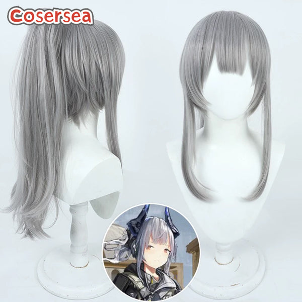 Game Arknights Liskarm 50cm Long Gray Ponytail Cosplay Wigs