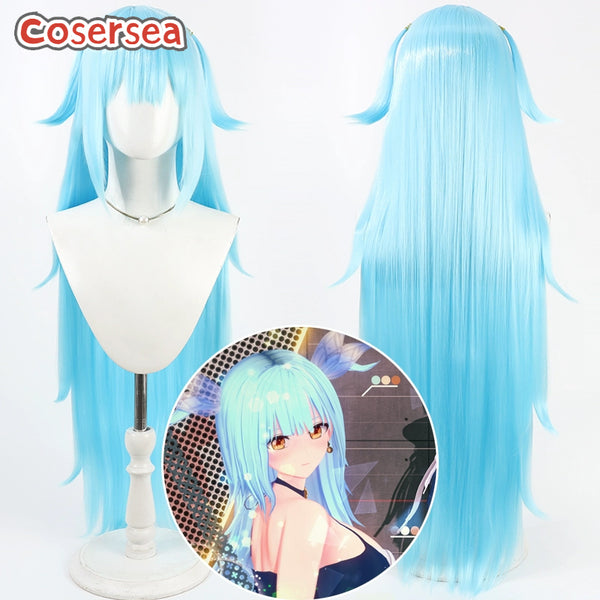 Cosersea Game Azur Lane Bahamut 100cm Long Light Blue Cosplay Wigs