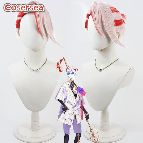Cosersea Game Fate FGO Karna Short Straight White Mixed Red Cosplay Wigs