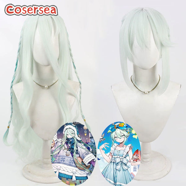 Cosersea Game Fate FGO Louhi Short Straight Light Green Braided Cosplay Wigs
