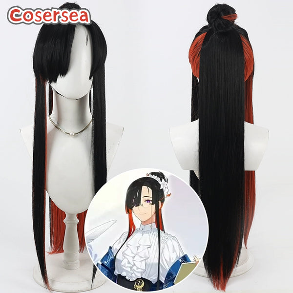 Cosersea Game Fate FGO Miss Crane 100cm Black Mixed Red Cosplay Wigs