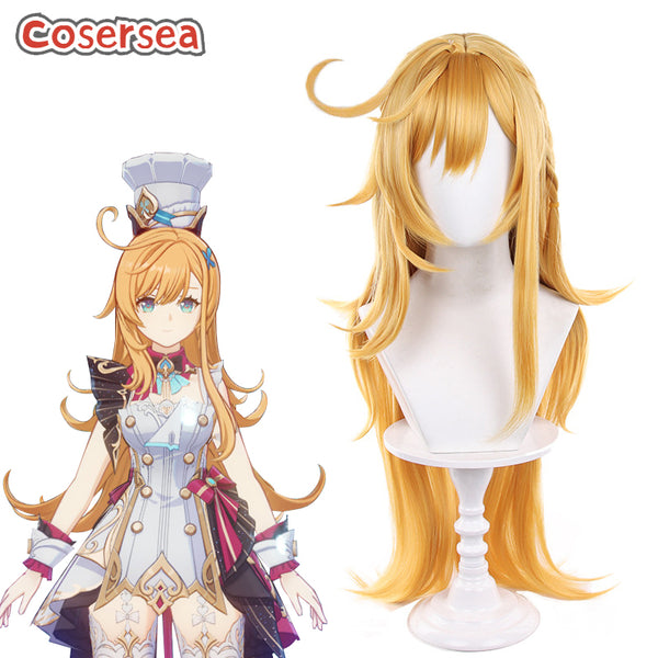 Cosersea Game Genshin Impact Escoffier 80cm Long Blonde Cosplay Wigs