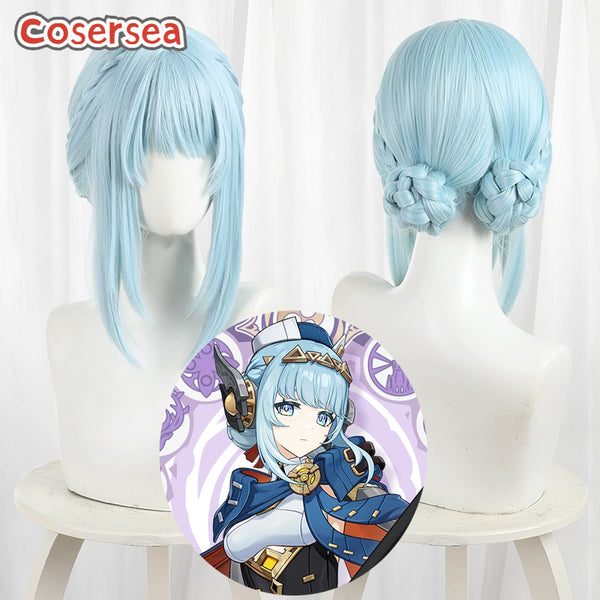 Cosersea Game Genshin Impact Ineffa 60cm Light Blue Cosplay Wigs