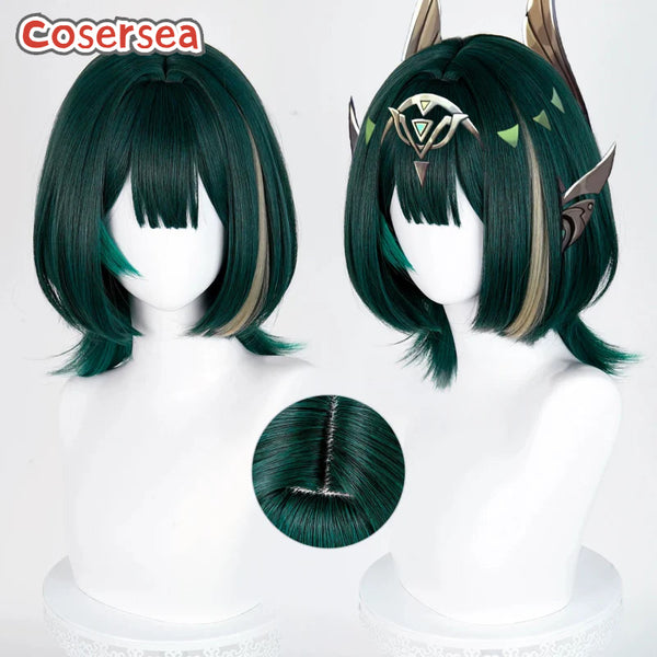 Cosersea Game Genshin Impact Nefer 36cm Dark Green Mixed Brown Cosplay Wigs