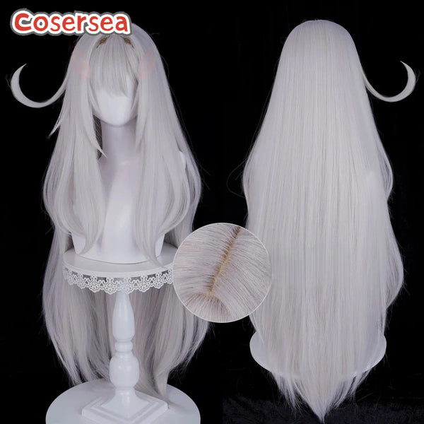 Cosersea Game Genshin Impact Ronova 98cm Long Silver White Cosplay Wigs