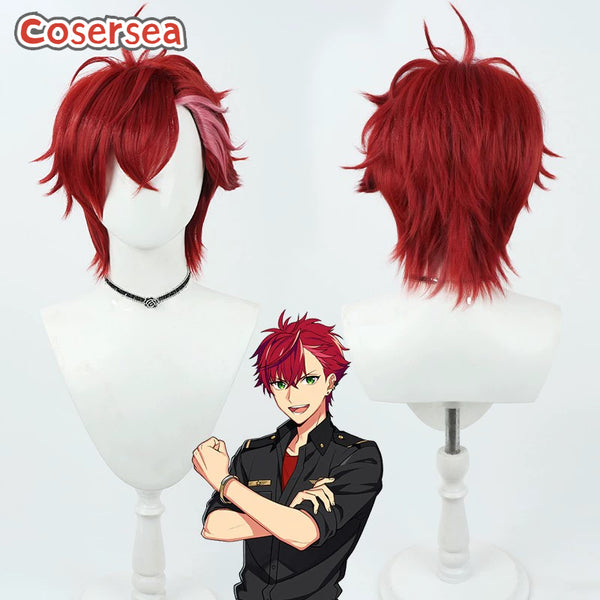 Cosersea Game Helios Rising Heroes Akira Otori 30cm Red Mixed Pink Cosplay Wigs