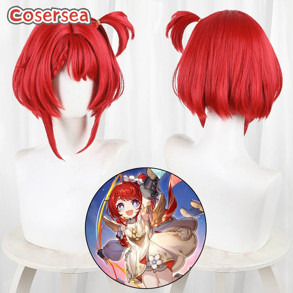 Cosersea Game Honkai: Star Rail Tribbie 30cm Short Red Bobo Cosplay Wigs