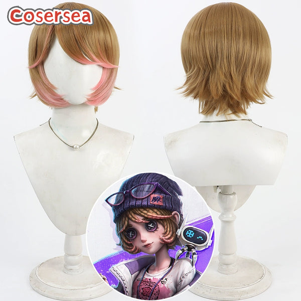 Game Identity V Tracy Reznik 30cm Brown Mixed Pink Cosplay Wigs