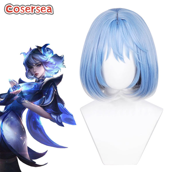 Game LOL Porcelain Irelia 35cm Blue Mixed Gray Cosplay Wigs